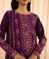 Women's Unstitched Velvet Purple Embroidered 3 Piece Suit